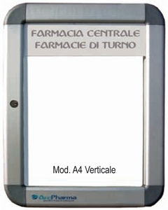 Accessori Farmacia. Bacheca turni luminosa per esterni Mod. A4 Verticale