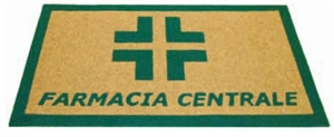 Immagine di Zerbino agugliato personalizzato con croce e/o vostro logo su misura, spessore mm.10, con bordo